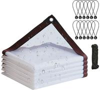 (4*6M) Bâche transparente avec œillets, bâche imperméable, protection contre la pluie pour balcon, bâche de jardin, résistante aux intempéries, bâche pliable, protection contre le vent, pour terrasse,
