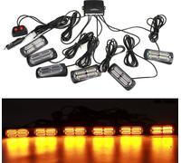 4/6PCS 12V 24V LED Amber Recover Strobe Flashing Grille Lightbar Boat Truck Beacon Lamp - 1