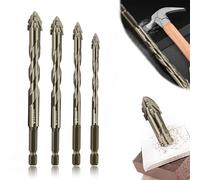 4/6Pcs New Four-flute Sawtooth Eccentric Drill Bit,hochfester Exzenter-spiralbohrer,Four-Edged Serrated Eccentric Drill, Multifunction High Hardness Skewed Head Eccentric Drill Bits, 4/5/6/8/10/12mm