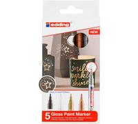edding Marqueur peinture brillante 753 – Étui de 5 assortis – Pointe 1–2,5 mm