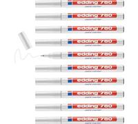 edding Marqueur peinture 780 - pointe ronde 8 mm - blanc - 10 stylos - permanent et étanche