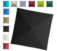 4/8 Baleines Auvent De Remplacement Pour Parasol 300×300cm 250x250cm 200x200cm, Toile De Rechange Carré Pour Cour, Housse Pour Parapluie Non Déporté(Black,3x3m/9.8ftx9.8ft)