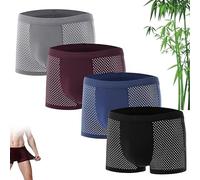 4/8 pcs Boxhero Boxer en Fibre de Bambou, Boxer en Fibre de Bambou, Box Hero Boxer en Bambou pour Un Confort Toute la journée sous-vêtements pour Hommes Boxer en Bambou (4PCS-A, XL(40-50kg))