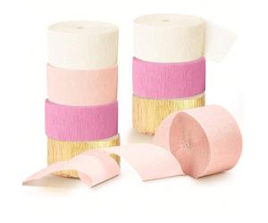 4/8 rouleaux de rubans en mousseline rose, ton rose clair, adaptés à la décoration pour des occasions comme la Saint-Valentin, un anniversaire, une fête de révélation du sexe, une fête prénatale, une 