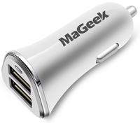 4.8a/24w 2-Port Car Charger With Unicharge Technology For Iphone 7/7 Plus, 6/6 Plus, Ipad Air 2/Mini 3, Samsung Galaxy S6/S6 Edge And Gps (White)
