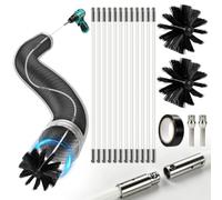 4,8m Kit de Ramonage avec Hérisson Ramonage 100mm et 1/4" Embout Hexagonal | 12 × Ramonage Flexible de 410 mm, Utilisable avec Perceuse Visseuse pour Poêle à Granulés, Cheminée, Tuyaux, Sèche-linge