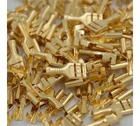 4,8mm / 6,3mm Or Cuivre-parleur de voiture électrique Connecteurs de fil Set femelle COSSE Connecteur(6.3mm)