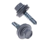 4.8x19mm Vis Toiture (RAL9006 Aluminium Blanc) Autoperceuses Métal à Métal avec Tête Hexagonale et Rondelle d’Étanchéité, Fixations Recouvrement Toiture Tôle, Panneaux Ondulés, Bardage (250 pcs)