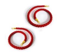 4.9 Feet Breakaway Rope with Metal Hook,Red Braided Stanchion Rope, 2 Pcs Crowd Control Barrier Rope for Public Occasions(Gold Hook)
