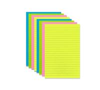 4 A Sticky Notes, 12,7 x 20,3 cm, assortis Fluo, doublé, 4 couleurs fluo, 50 feuilles/Pad, 4 tampons/Lot, 200 feuilles/Lot, 4 A 5084-n-l
