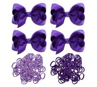 4 Accessoires Pour Cheveux Violets, 50 Pièces Élastiques À Cheveux Pour Femmes, Pinces À Cheveux Avec Nœud Pour Femmes, Adaptés À L'Habillage Quotidien Et Aux Uniformes Scolaires Assortis