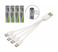 4 accus li-ion AAA 400 mAh avec port de chargement USB-C