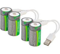 4 accus lithium-ion C 2300 mAh avec port de chargement USB-C TKA