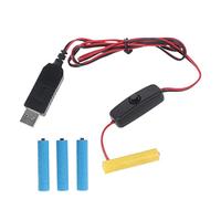 4 adaptateurs de batterie factice AAA USB Interrupteur d'alimentation Câble éliminateur de batterie Remplacement 4 piles AAA pour télécommandes, appareil photo, jouets, bande LED