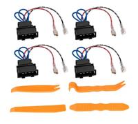 4 Adaptateurs Haut-Parleur vers DIN, 4 Broches avec Outils de Démontage | Compatible avec VW Golf 4 5 6 7 8 Audi A3 Seat Ibiza Skoda Fabia Porsche Cayenne, 4 câbles et 4 leviers sans couper les fils