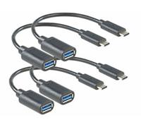 4 adaptateurs USB-A 3.0 femelle vers USB-C mâle - 15 cm Auvisio