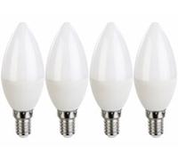 4 ampoules LED E14 bougie 6 W - 470 lm - Blanc chaud Luminea
