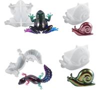 4 Animal Silicone Moulds, Resin Epoxy Lizard Mould, Frog Resin Mould, Snails Moulding Mould For Wall Decoration Handmade