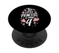 4. Anniversaire Cette Petite Princesse a Maintenant 4 Ans Hearts PopSockets PopGrip Adhésif
