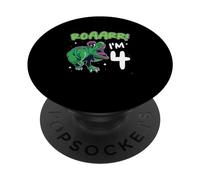 4. Anniversaire Roaarr J'Ai 4 Ans, Anniversaire d'un Dinosaure PopSockets PopGrip Adhésif