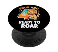 4 Ans drôle de Lion pour garçons et Filles PopSockets PopGrip Adhésif