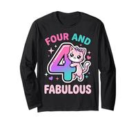 4 Ans Mignon Chat drôle 4ème Anniversaire Fille Manche Longue