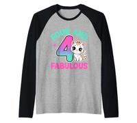 4 Ans Mignon Chat drôle 4ème Anniversaire Fille Manche Raglan