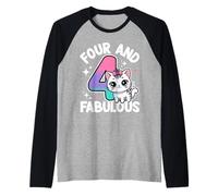 4 Ans Mignon Chat drôle 4ème Anniversaire Fille Manche Raglan