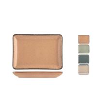 4 Assiettes Pearl En Porcelaine Couleurs Assorties Forme Rectangulaire H&H