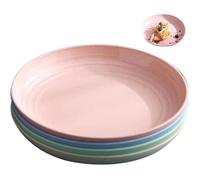 4 Assiettes,Plastique,Réutilisables,Incassables,Micro-ondes,Lave-vaisselle,Voyage,Pique-nique .