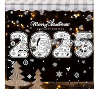 4 Autocollant Noel Fenetre Réutilisables, 2025 Decoration Noel Stickers Fenetre Electrostatique PVC, Autocollant Fenetre Amovibles pour Deco NoëL Intérieur