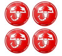4 Autocollants avec Logo pour Cache moyeu pour Abarth 595, Autocollant Décoratif pour Le Centre du Moyeu de la Voiture Stickers, 60mm,Red