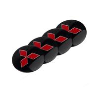 4 Autocollants avec Logo pour Cache moyeu pour Mitsubishi Pajero, Autocollant Décoratif pour Le Centre du Moyeu de la Voiture Stickers, 60mm,Black