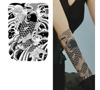 4 Autocollants De Tatouage Temporaire Semi-Permanent À Base De Plantes De Jus Ne Peuvent Pas Être Lavés Imperméables Non Réfléchissants Bras De Fleur De Cerisier Koi Fish