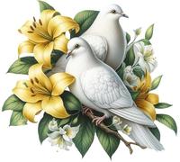 4 autocollants en vinyle avec colombe jaune, non transparents, imperméables, 1 à 15 cm de hauteur, idéal pour les toilettes ou les voitures. 1 @ 12 cm de hauteur et 2 @ 7 cm de hauteur, idéal pour les