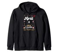 4 Avril Queen Born on April 4th Birthday Girl Women Sweat à Capuche