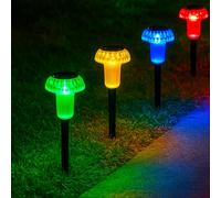 Lumisky Lot de 4 balises solaires champignons multicolores 4x MUSHY H24cm
