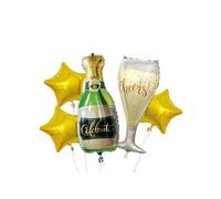 4 ballons en aluminium multicolores thème champagne (h.75cm) - -
