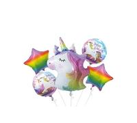 4 ballons en aluminium multicolores thème licorne - -