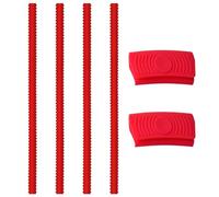 4 bandes de protection pour four, 2 clips en silicone résistant aux hautes températures - Couverture du bord pour éviter les brûlures (rouge)