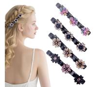 4 Barrettes À Cheveux En Cristal Pour Femmes - Barrette Fleur, Bijoux De Cheveux Five Leaf Clover, Épingle À Cheveux Française, Pince Chignon,Barrette À Fleurs Pour Coiffures Relevées
