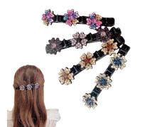4 barrettes à cheveux en cristal pour femmes - Barrettes à fleurs, bijoux de cheveux Five Leaf Clover, épingle à cheveux française, barrette à fleurs pour coiffures relevées et bijoux de mariée