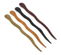 4 Bâtonnets à Cheveux en Bois de Santal, Chignon Vintage Élégant | Design Ondulé à Dents Courbées, Boîte de Présentation Doublée, Métal Absent, pour Cheveux Épais et Coiffures Relevées