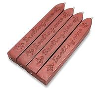 4 bâtons de cire à cacheter rétro, bâtons de cire avec mèches, sceau de cire pour tampon de cire lacée vintage et lettre, invitations, paquet (Bourgogne)