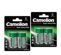 4 Camelion C batteries R14P Long Life super heavy duty 1.5V UM2 2500mAh 2BL Neuf