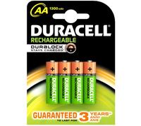4 batteries rechargeables AA Duracell Stays Charged 1300mAh préchargées