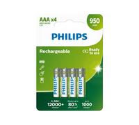 Philips R03B4A95/10 Batterie Rechargeable AAA (950 mAh, 1,2 V, Blister de 4)