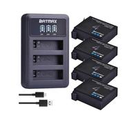 (4 Battery 1 Charger)Batmax 1680mAh Gopro Hero 4 Battery Replacement + LED 3-Slot USB Charger for GoPro HERO4 GoPro AHDBT-401 Ac