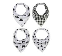 4 bavoirs Bandana pour bébé Unisexe tout-petits de bave avec fermoirs coton bio doux unique de douche Coffret cadeau Super Absorbant pour biberon de dentition Fashion réglable