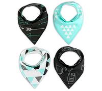 4 bavoirs Bandana pour bébé Unisexe tout-petits de bave avec fermoirs coton bio doux unique de douche Coffret cadeau Super Absorbant pour biberon de dentition Fashion réglable